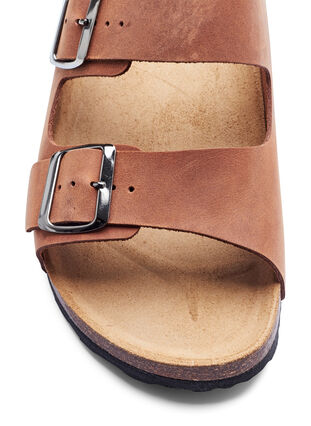 Leather sandals with wide fit, Cognac, Packshot image number 2