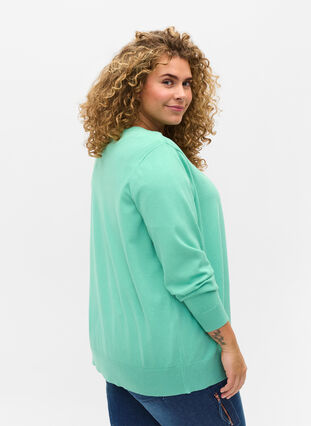 Knitted viscose blend cardigan, Dusty Jade Green, Model image number 1