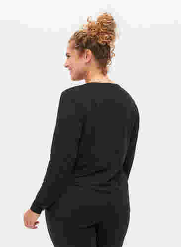 Long-sleeved fitness top, Black, Model image number 2