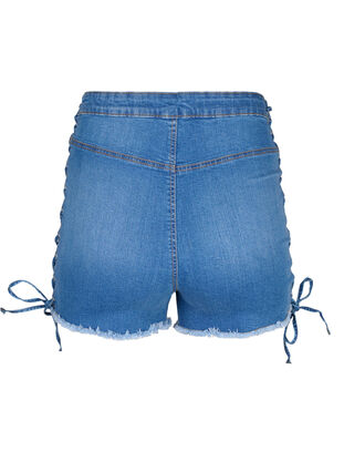 Denim shorts with lace-up details, Blue Denim, Packshot image number 1