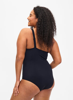 Swimsuit with asymmetric neckline, Black, Model image number 1