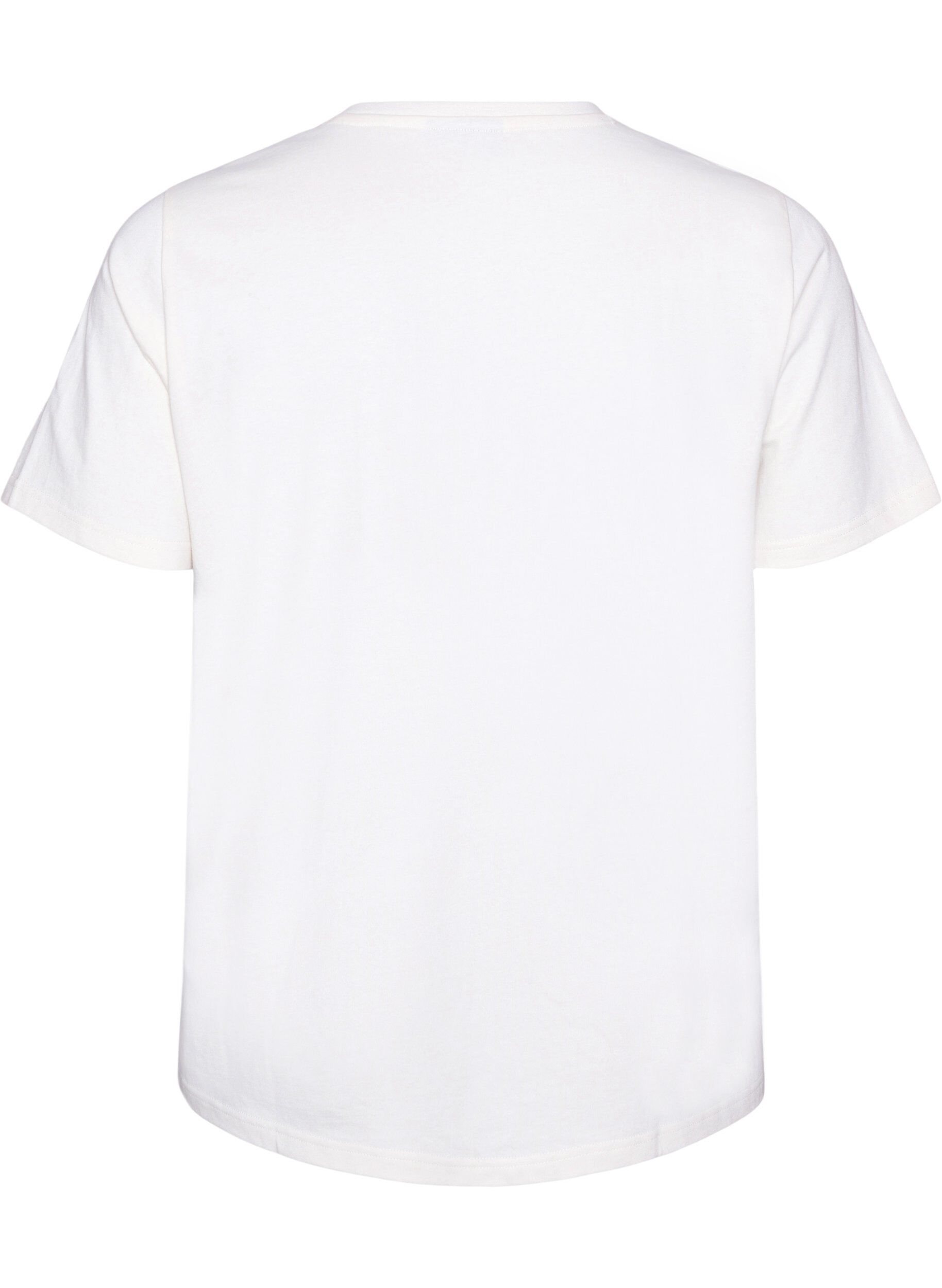 ZizzifashionCotton T-shirt with text print, White, Packshot image number 1