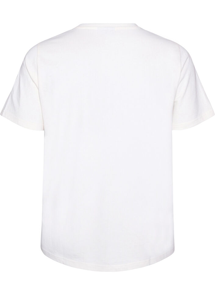 Cotton T-shirt with text print, White, Packshot image number 1