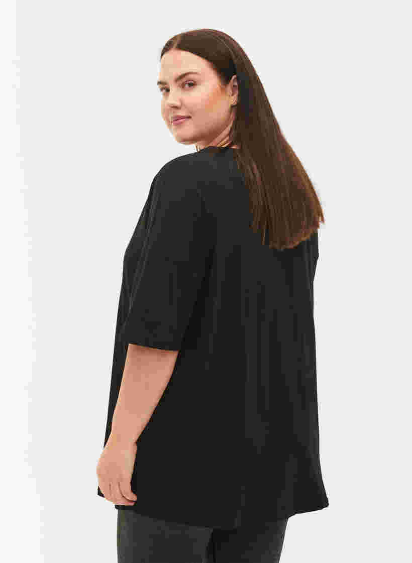 Printed cotton t-shirt, Black/Dubarry, Model image number 1