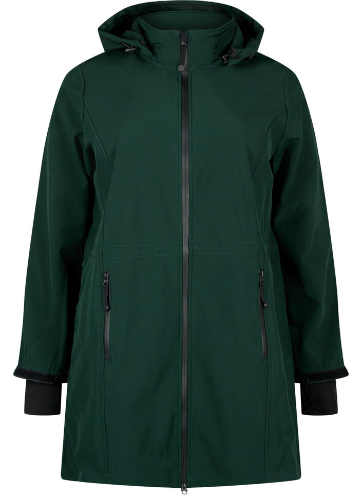 Softshell jacket with detachable hood, Green, Packshot image number 0