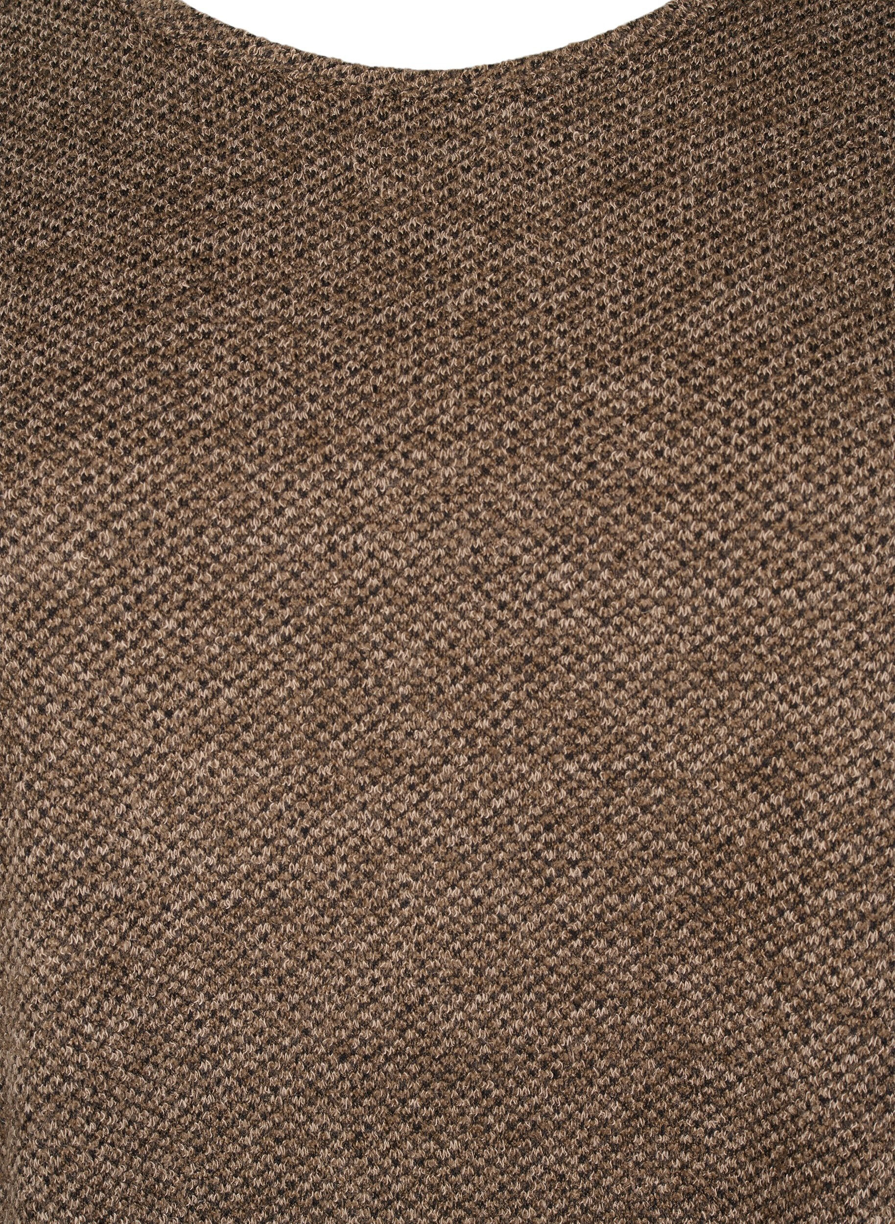 Zizzifashion Melange blouse with round neck and long sleeves, Caribou, Packshot image number 2