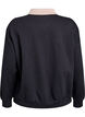 Organic cotton sweatshirt with collar and contrast print, Black, Packshot image number 1