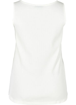 Top with a round neck in ribbed fabric, Bright White, Packshot image number 1