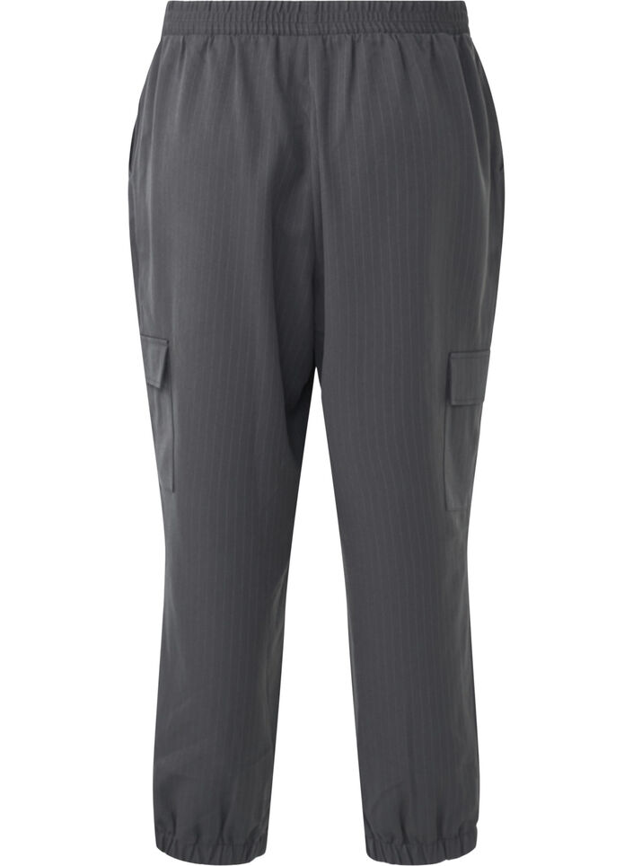 Trousers with cargo pockets and elasticated waist, Dark Grey, Packshot image number 1