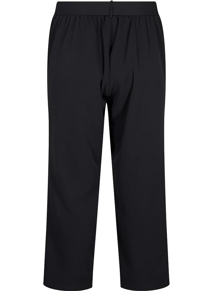 Loose trousers with high waist and tie belt, Black, Packshot image number 1