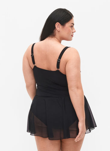 Swim dress with skirt and inner shorts, Black, Model image number 1