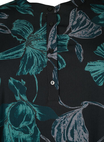 FLASH - Floral tunic with long sleeves, Black Scarab Flower, Packshot image number 2