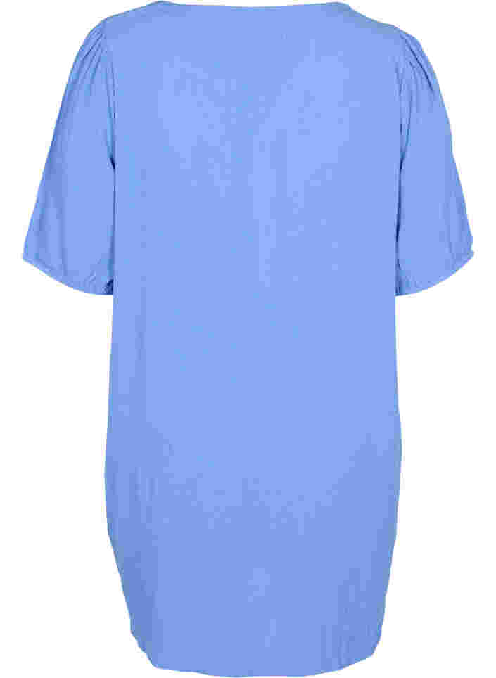 Viscose tunic with V-neck and buttons, Wedgewood, Packshot image number 1