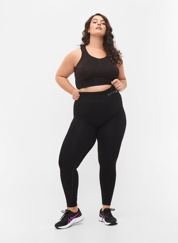 Seamless training leggings with structure, Black, Model image number 0
