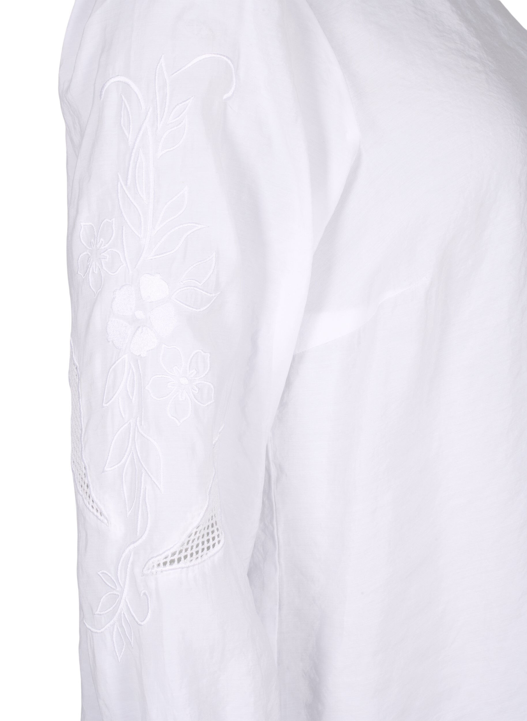 Zizzifashion Blouse with TENCEL&trade; Modal with embroidery details, Bright White, Packshot image number 3