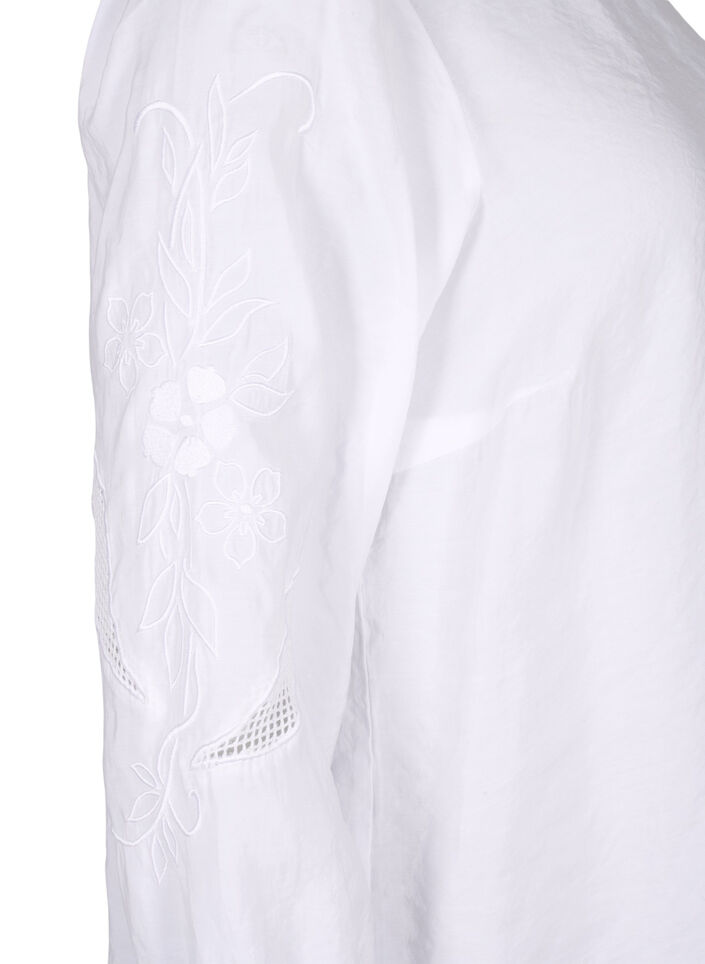 Blouse with TENCEL&trade; Modal with embroidery details, Bright White, Packshot image number 3