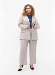 Melange trousers with elastic and button closure, String, Model