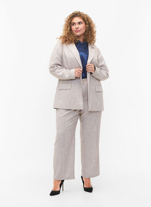 Melange trousers with elastic and button closure, String, Model image number 0