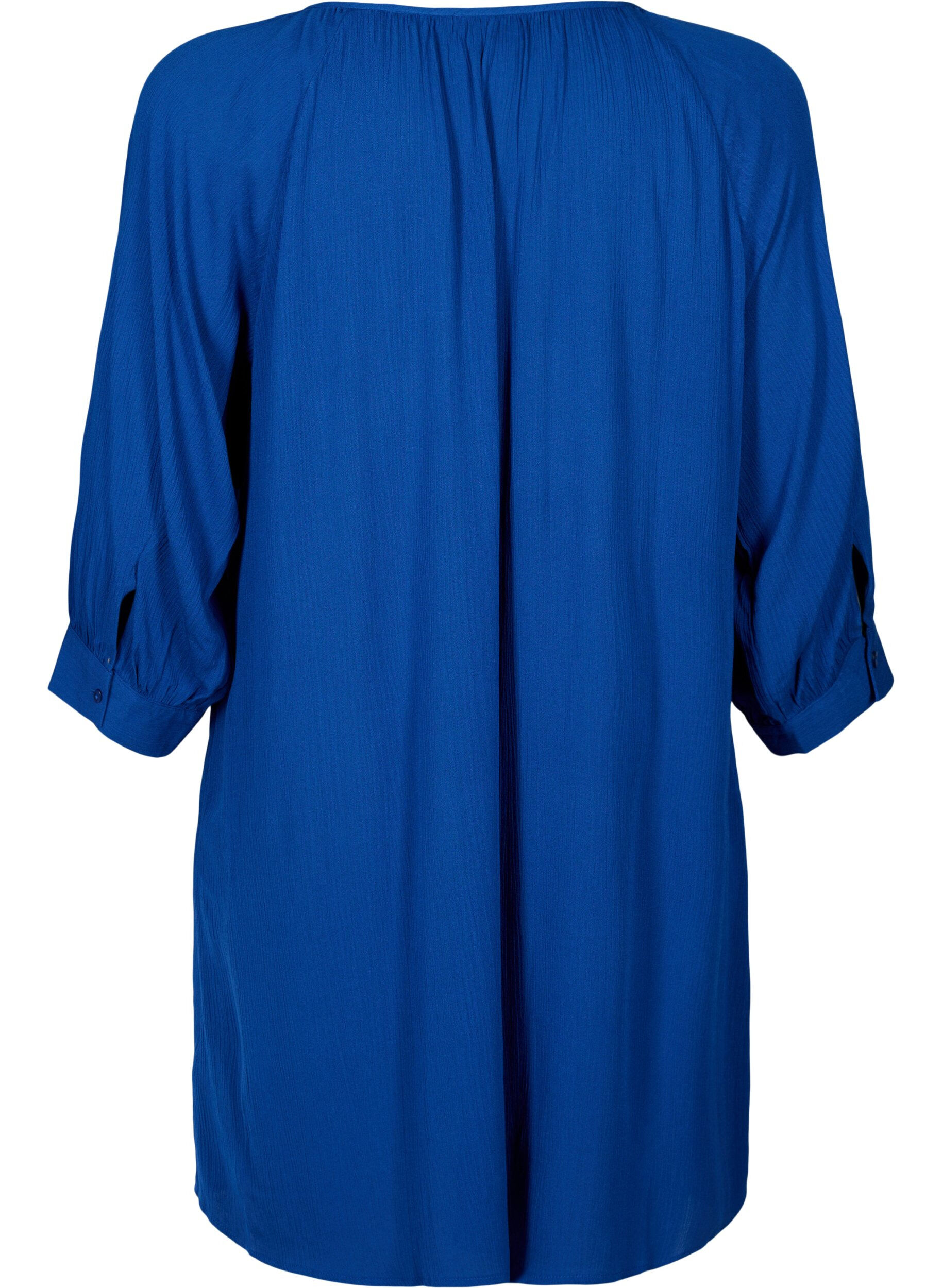 Zizzifashion Viscose tunic with 3/4 sleeves, Blue, Packshot image number 1