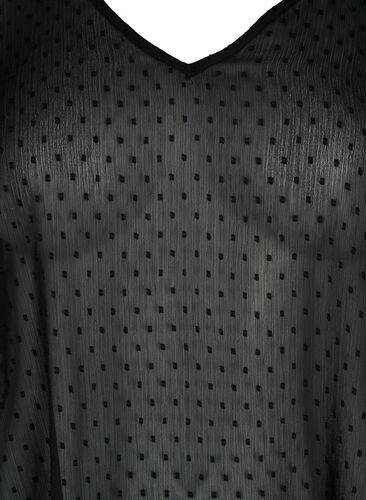 FLASH - Blouse with 3/4 sleeves and textured pattern, Black, Packshot image number 2
