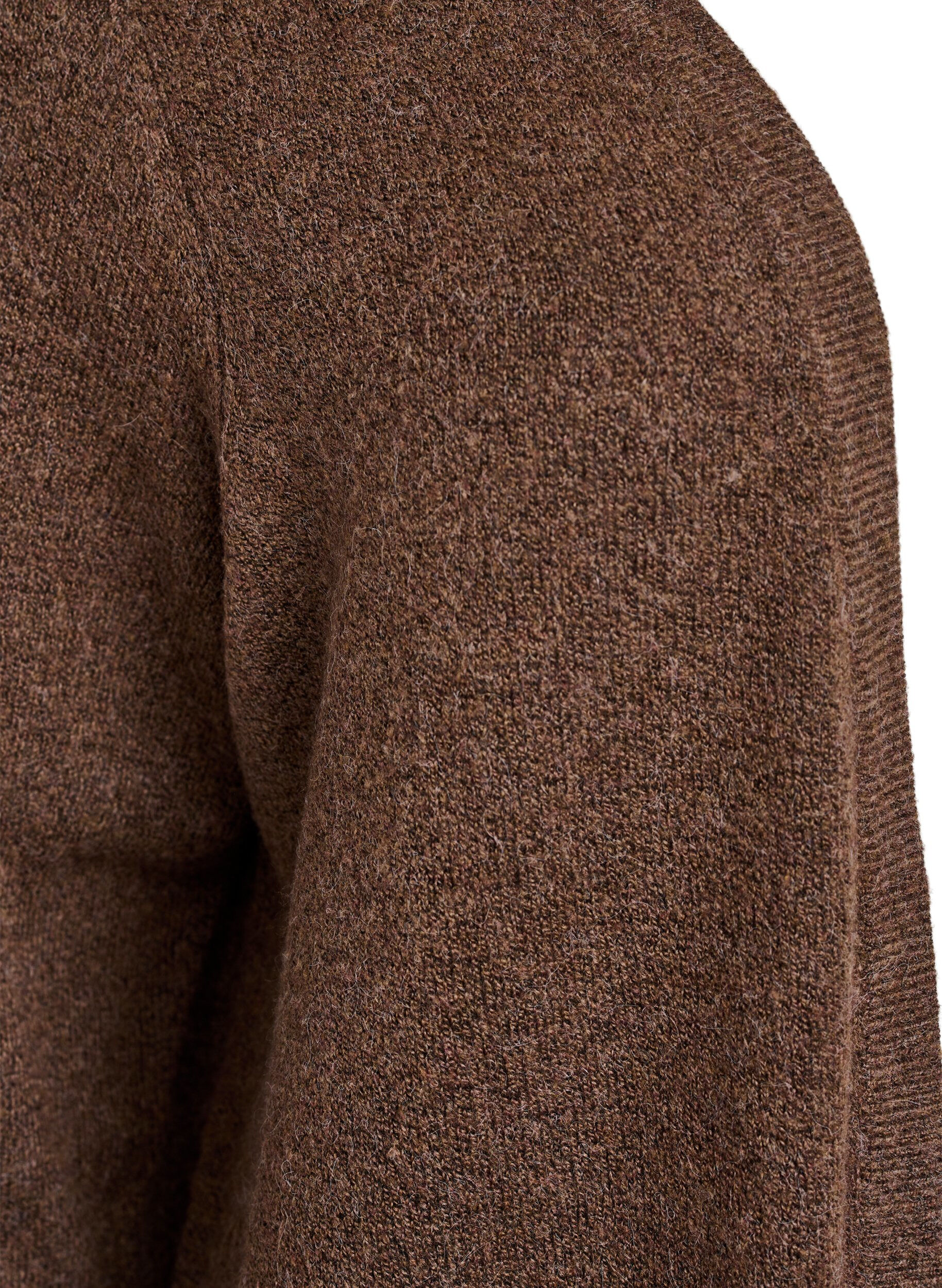 ZizzifashionRibbed Knit Cardigan with Pockets, Brown, Packshot image number 2