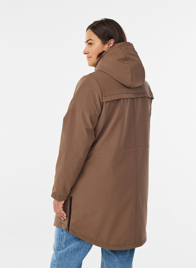 Water-repellent softshell jacket with quilted lining, Brown, Model image number 2