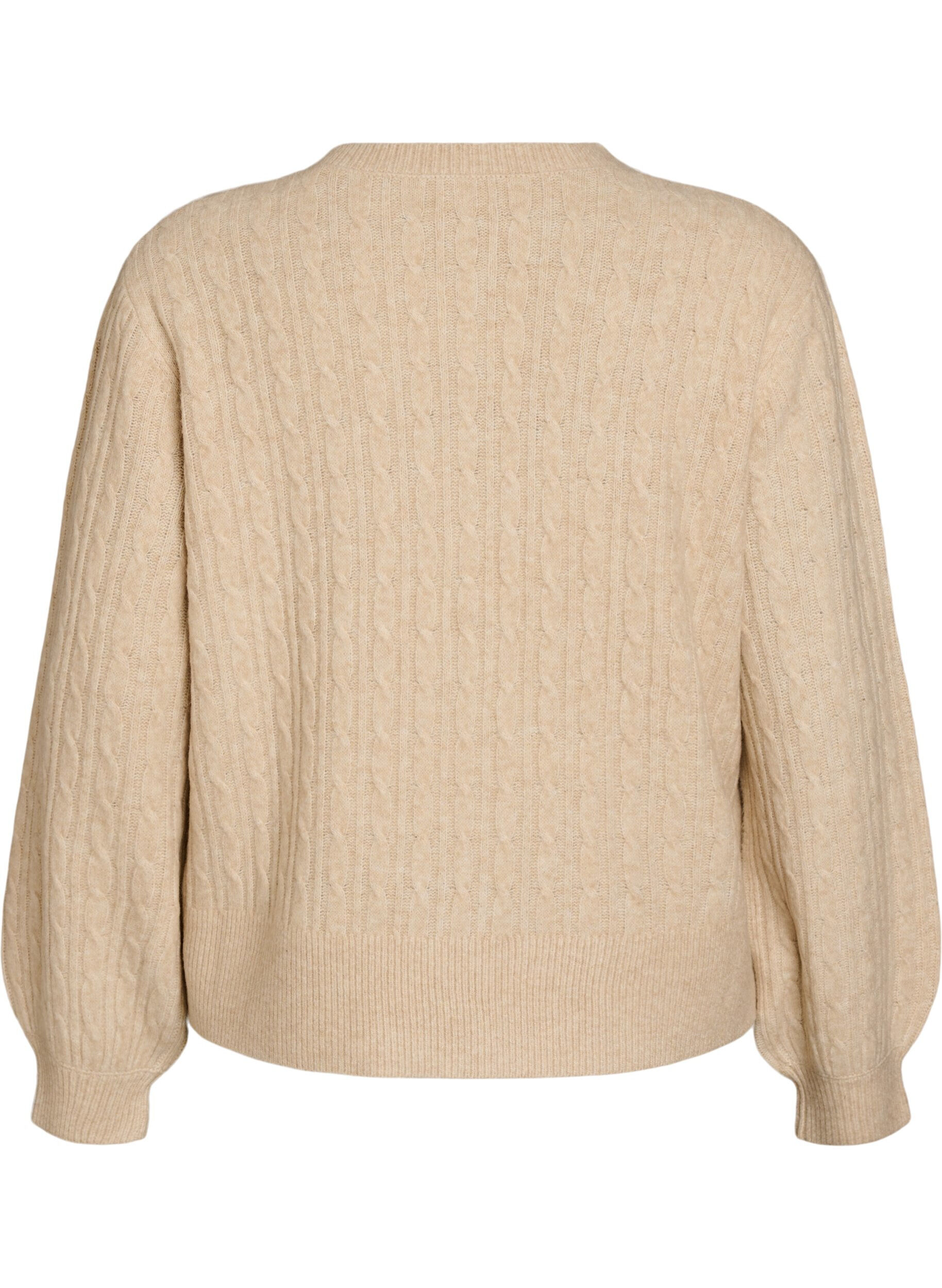 ZizzifashionCable knit cardigan with pearl buttons, Beige, Packshot image number 1