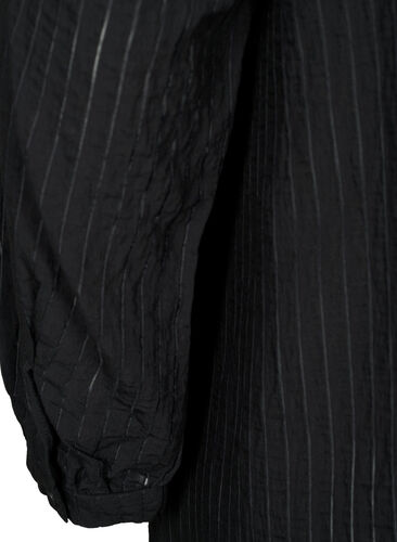Long viscose shirt with striped pattern, Black, Packshot image number 3