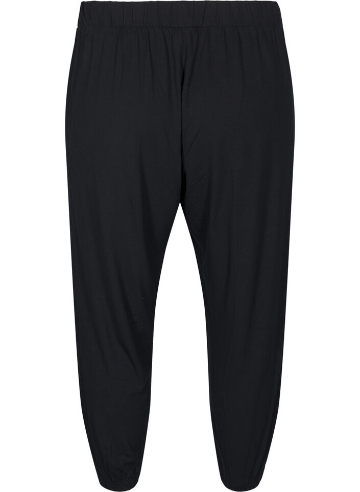 3/4 length jersey trousers with high waist, Black, Packshot image number 1