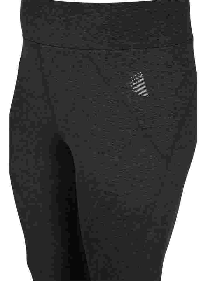 Gym leggings with back pocket and fleece, Asphalt Melange, Packshot image number 3