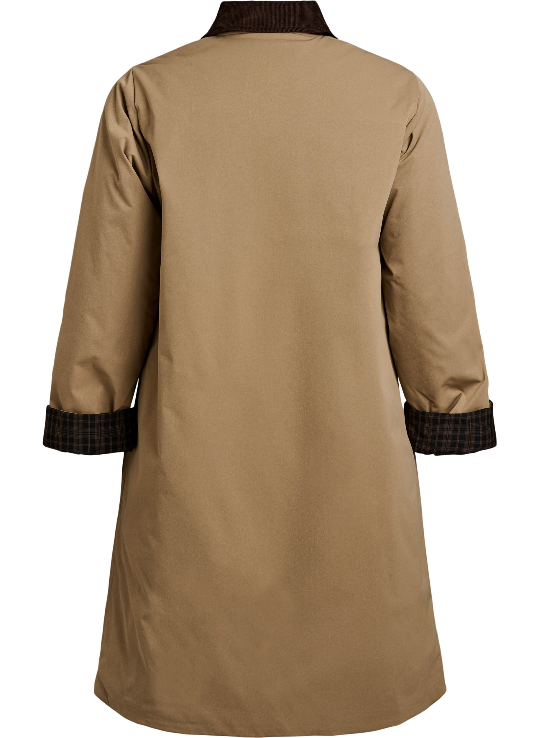 ZizzifashionMid-length jacket with corduroy collar, Beige, Packshot image number 1