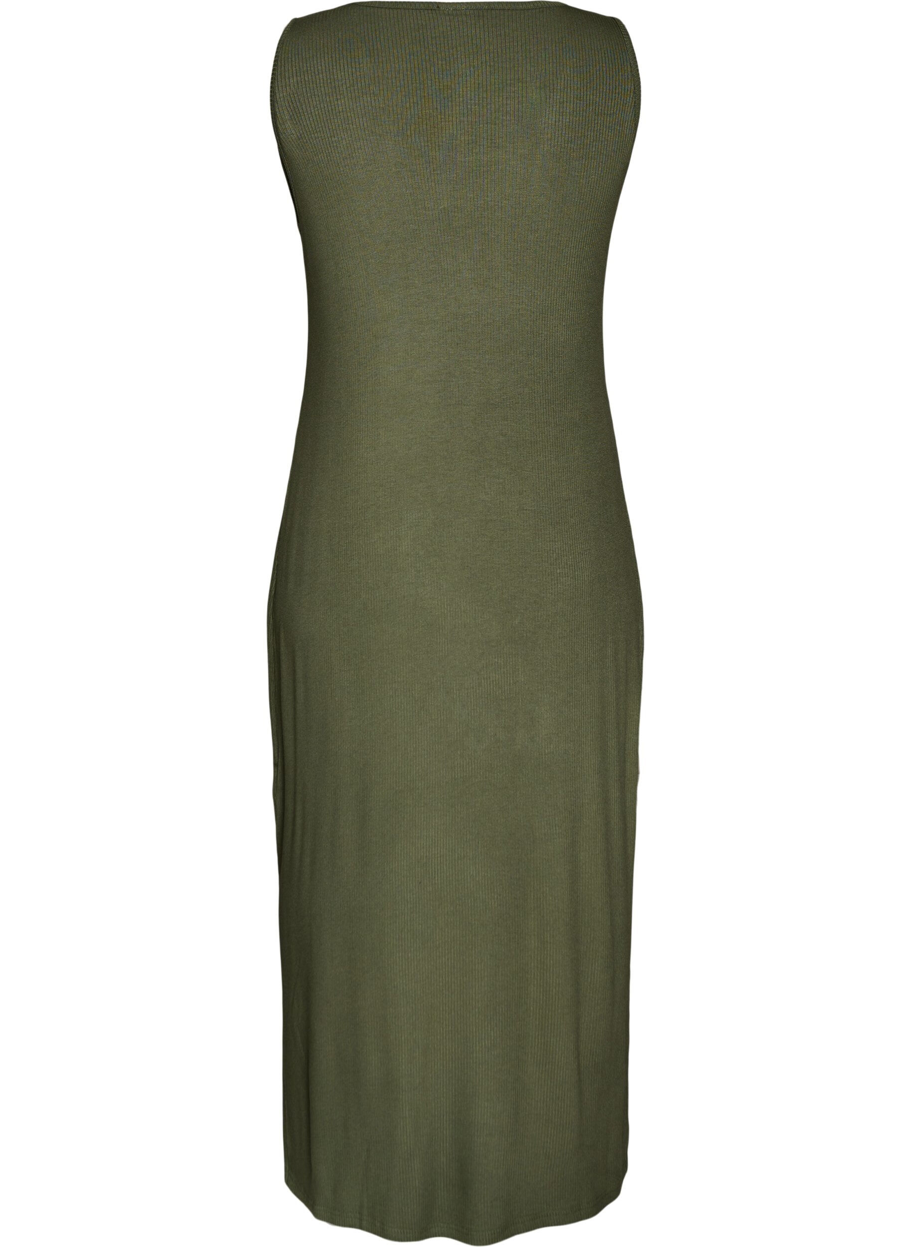 ZizzifashionSleeveless ribbed dress in viscose, Green, Packshot image number 1
