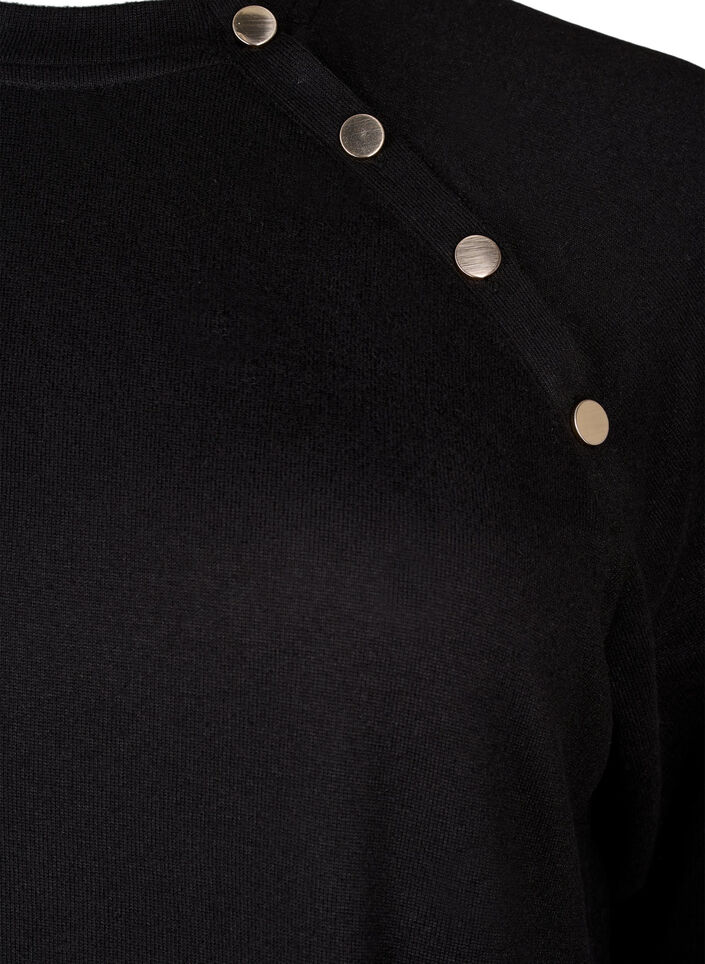 Jersey dress with buttons, Black, Packshot image number 2