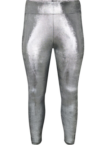 Silver leggings with high waist, Dark Silver, Packshot image number 0