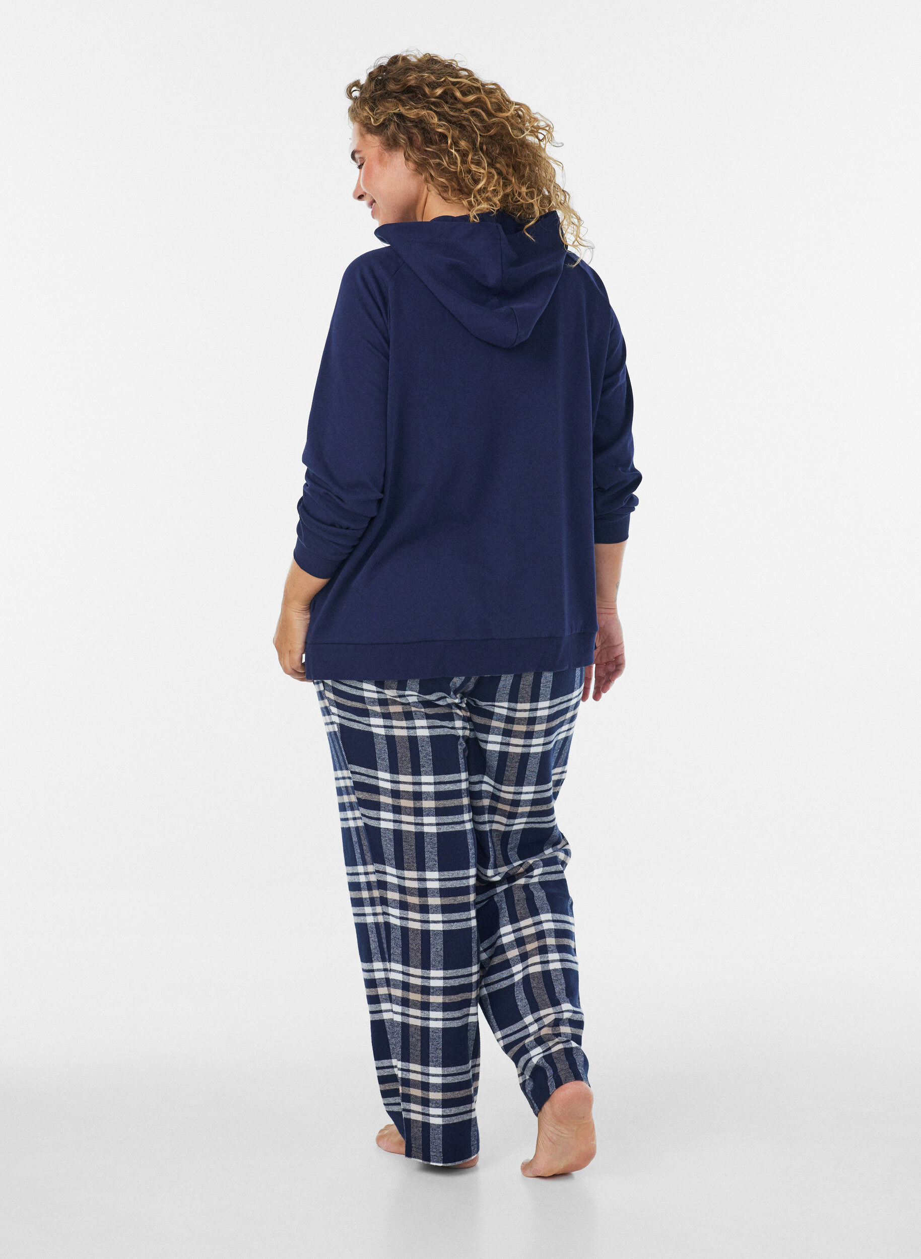 ZizzifashionHooded sweat cardigan with pockets, Blue, Model image number 2