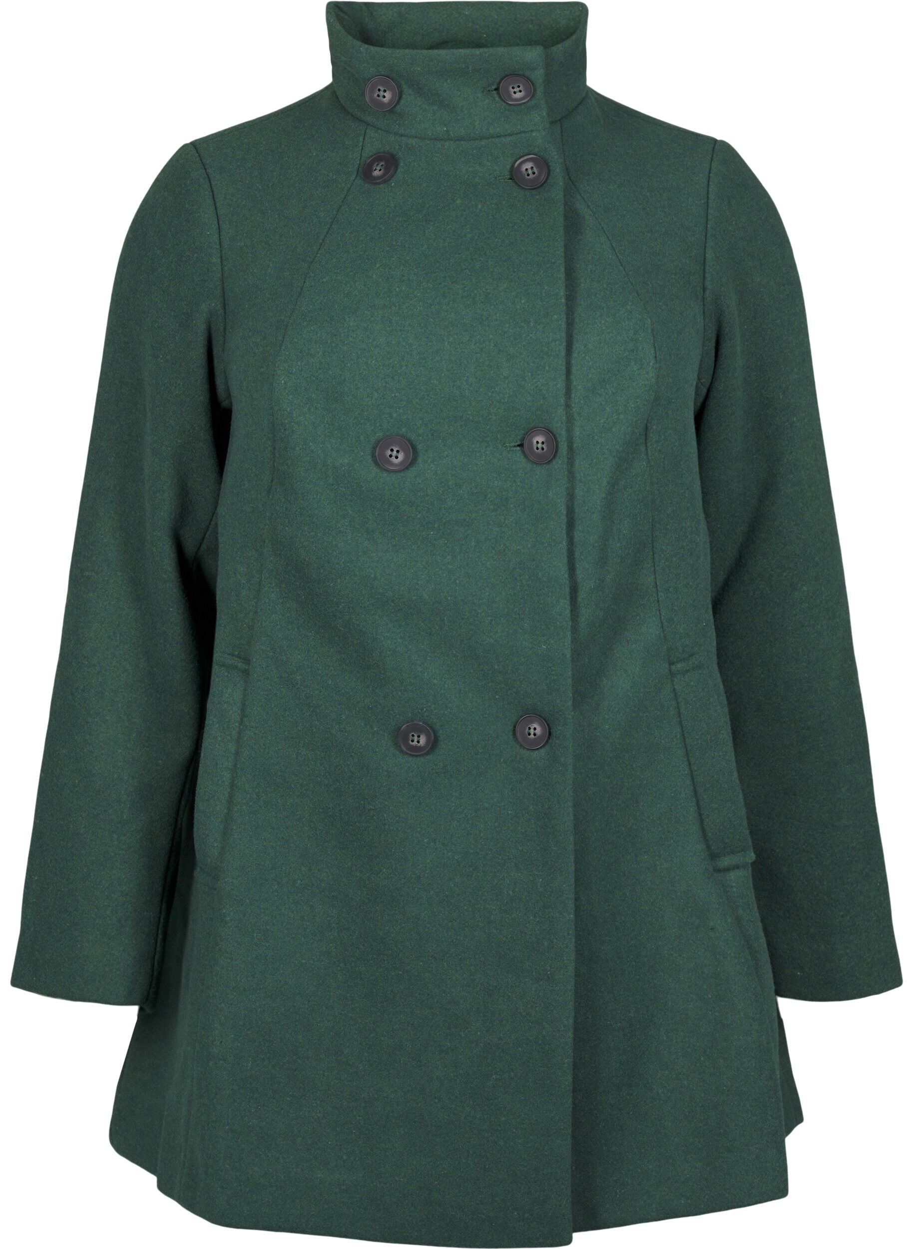 Zizzifashion Short A-line coat, Trekking Green Mel., Packshot image number 0