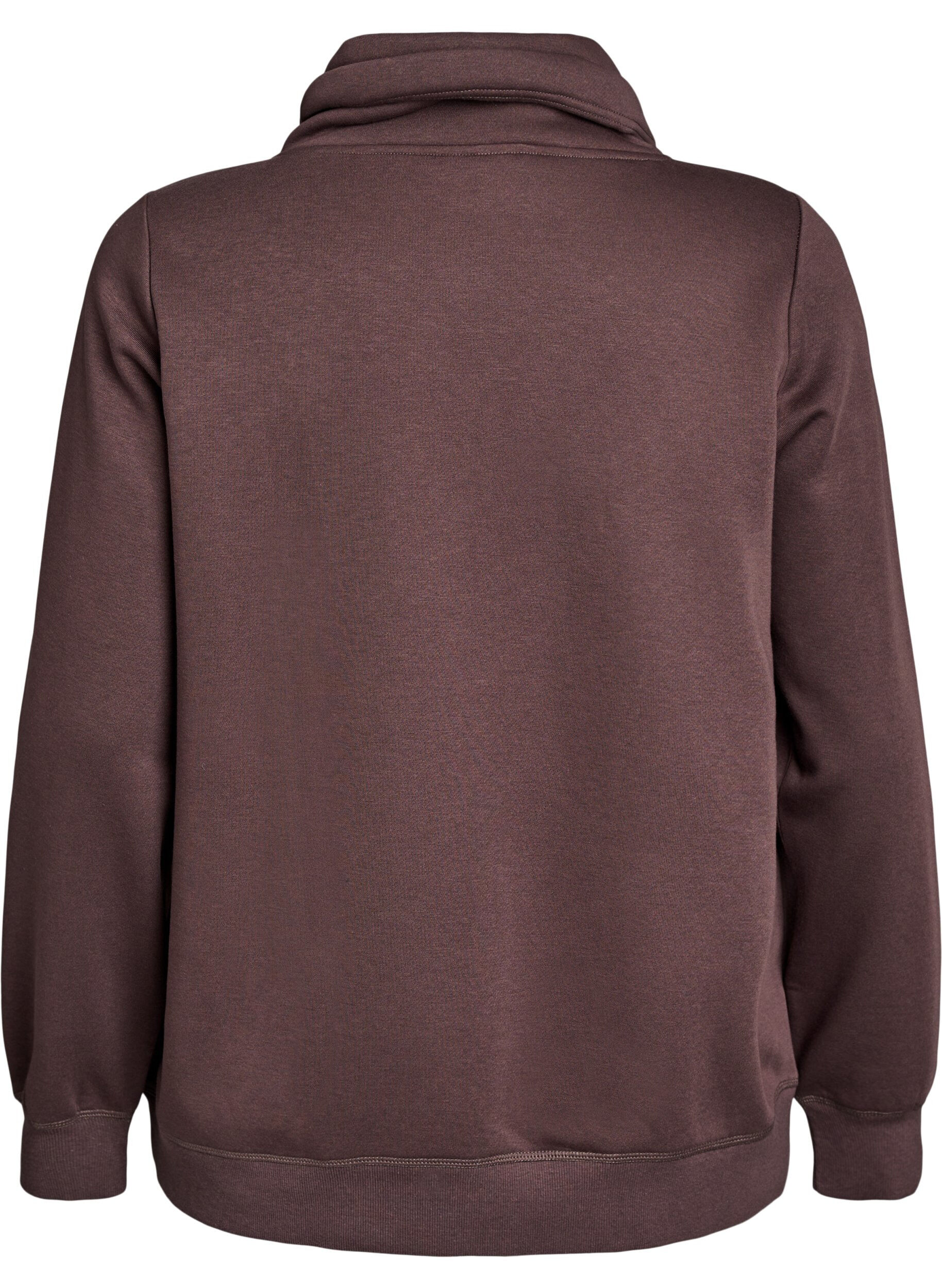 ZizzifashionSweatshirt with high collar and pockets, Brown, Packshot image number 1