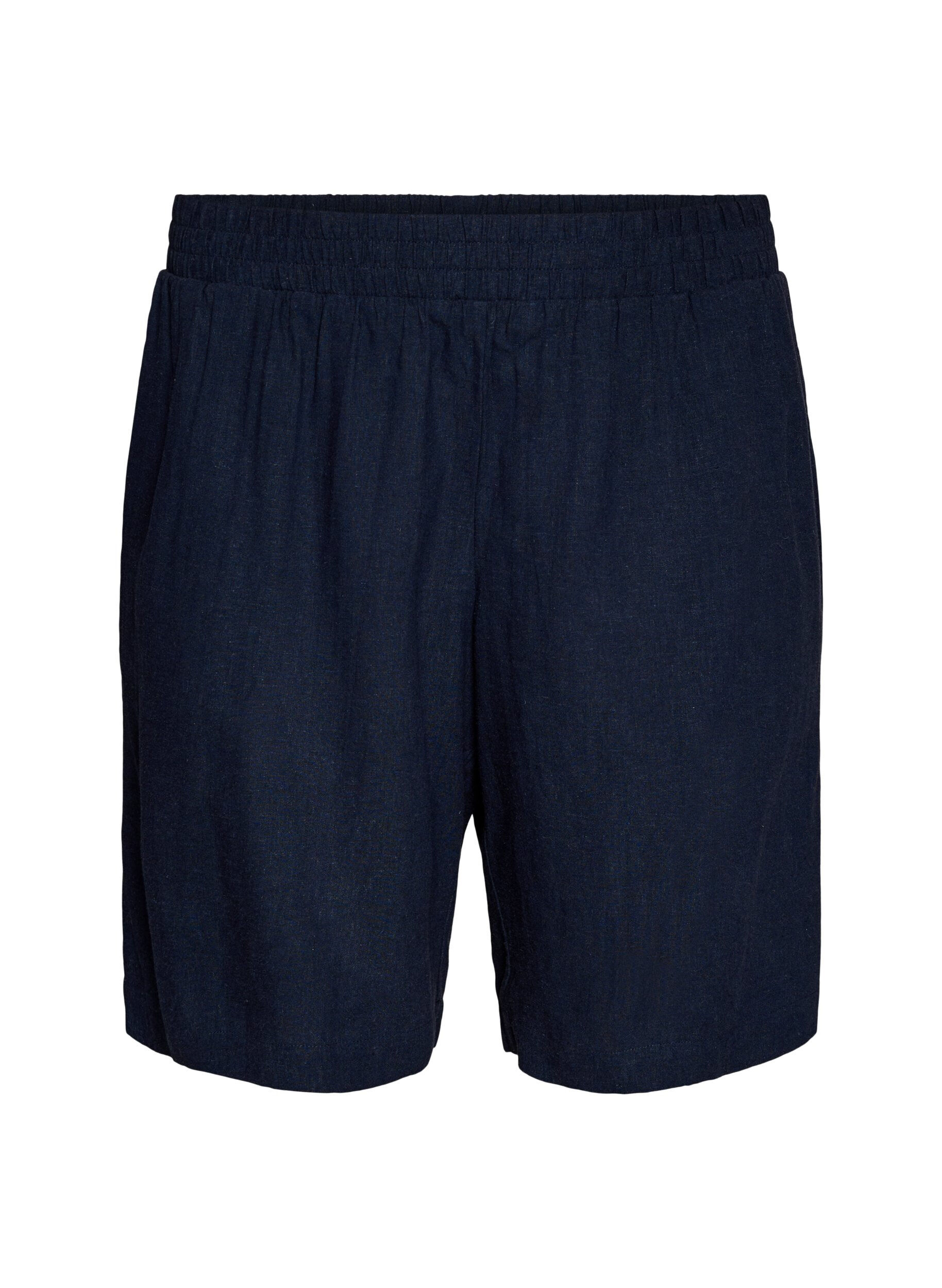 High-waisted linen and viscose shorts