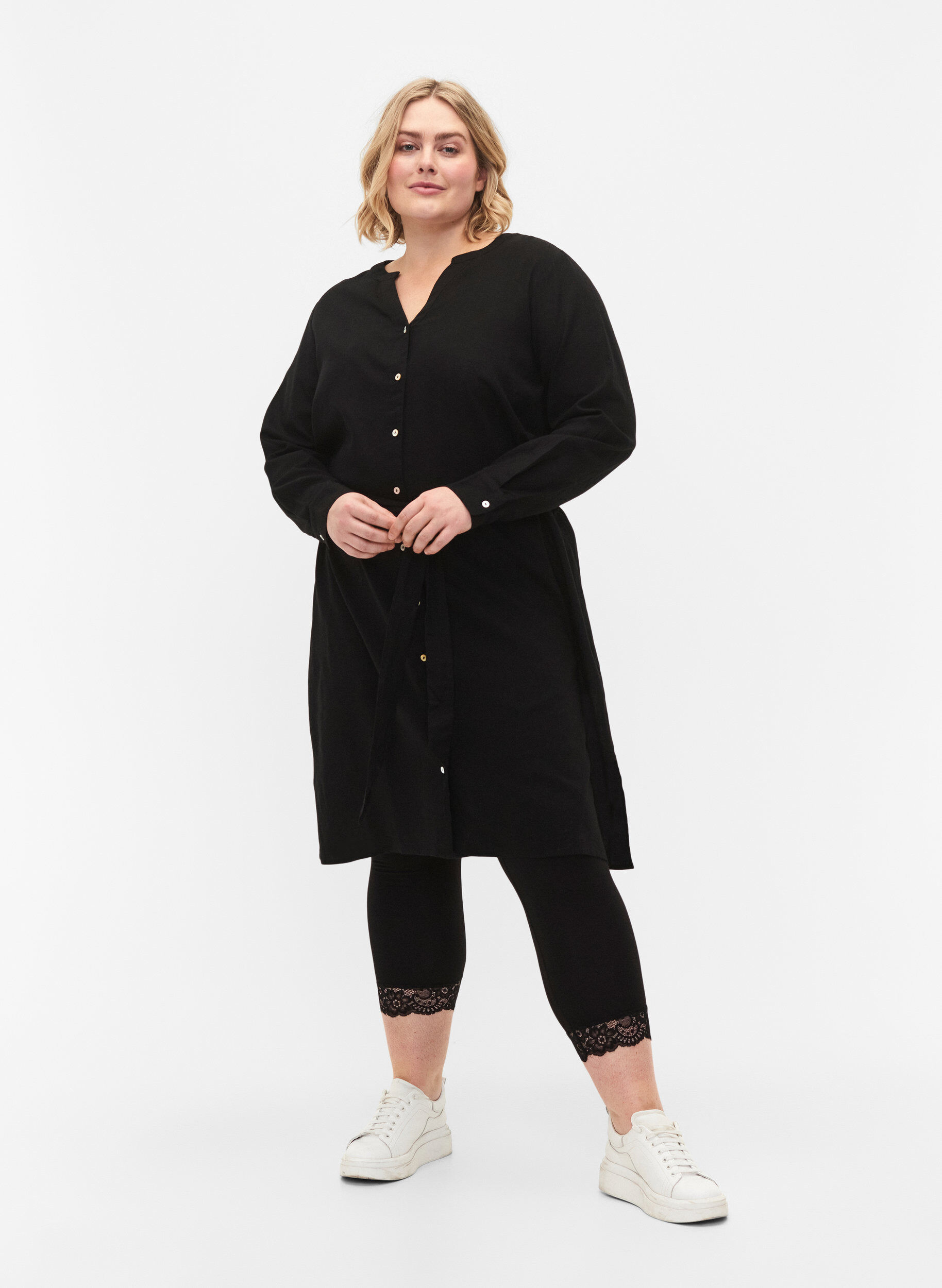Zizzifashion Shirtdress with long sleeves, Black, Model image number 2