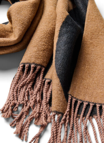 Soft scarf with fringe, Black/T. Brown, Packshot image number 1