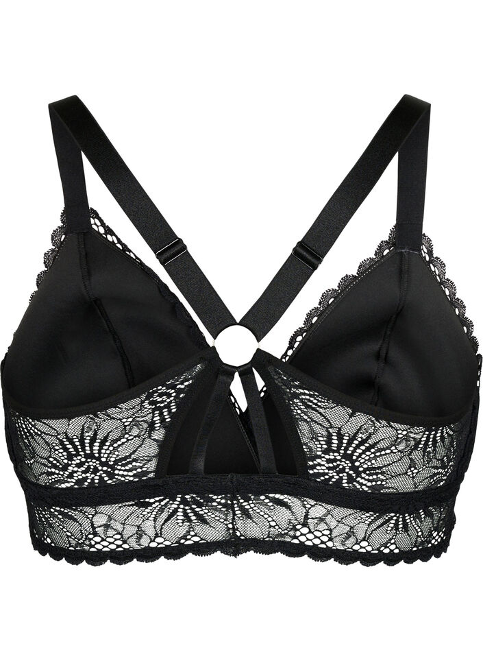 Lace bralette with back detail, Black, Packshot image number 1