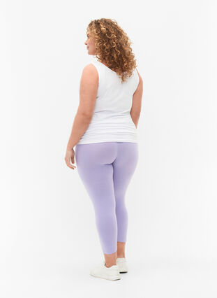 Basic 3/4-length viscose leggings, Lavender, Model image number 1