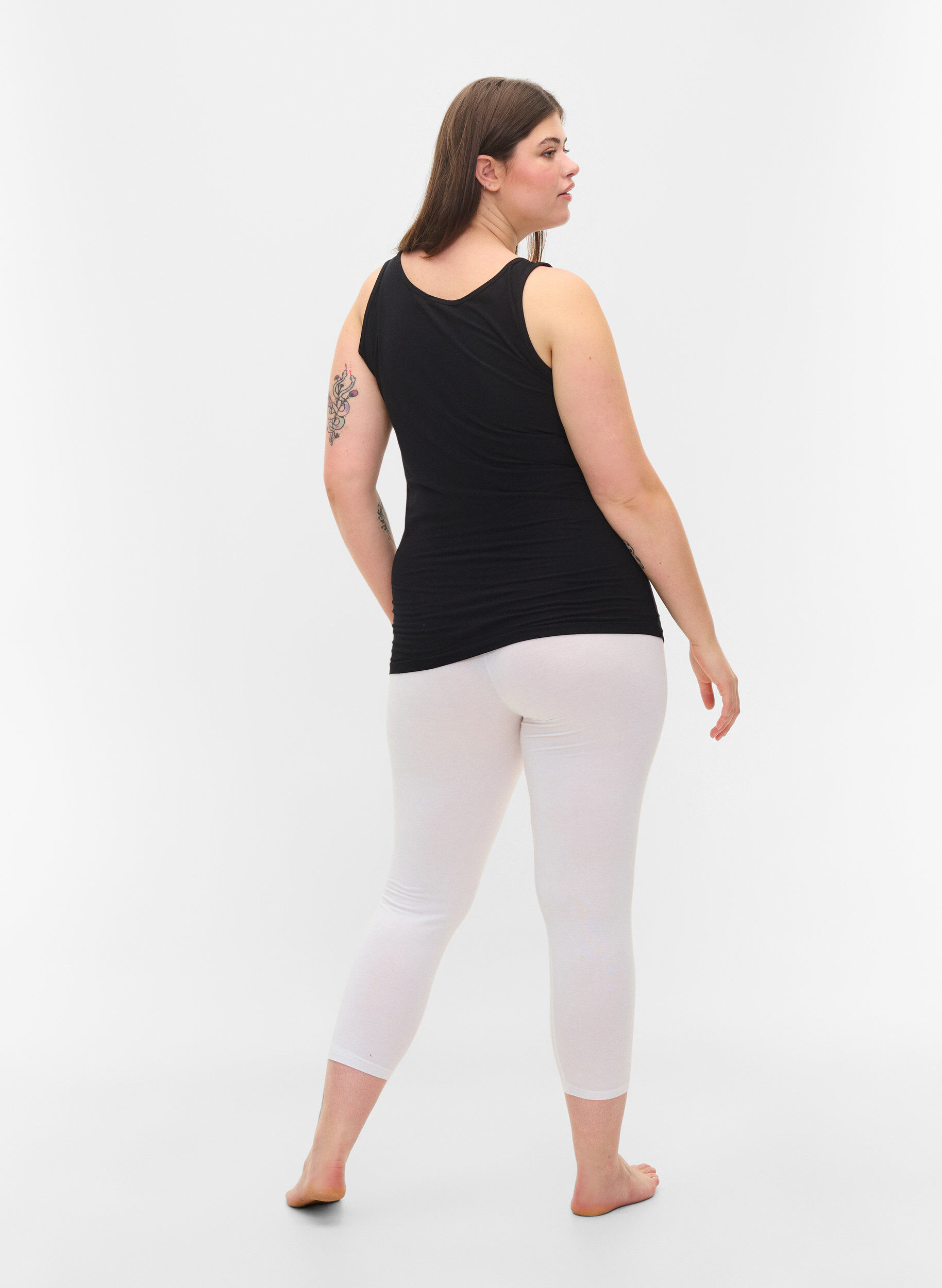 Zizzifashion 3/4 length basic leggings, Bright White, Model image number 1