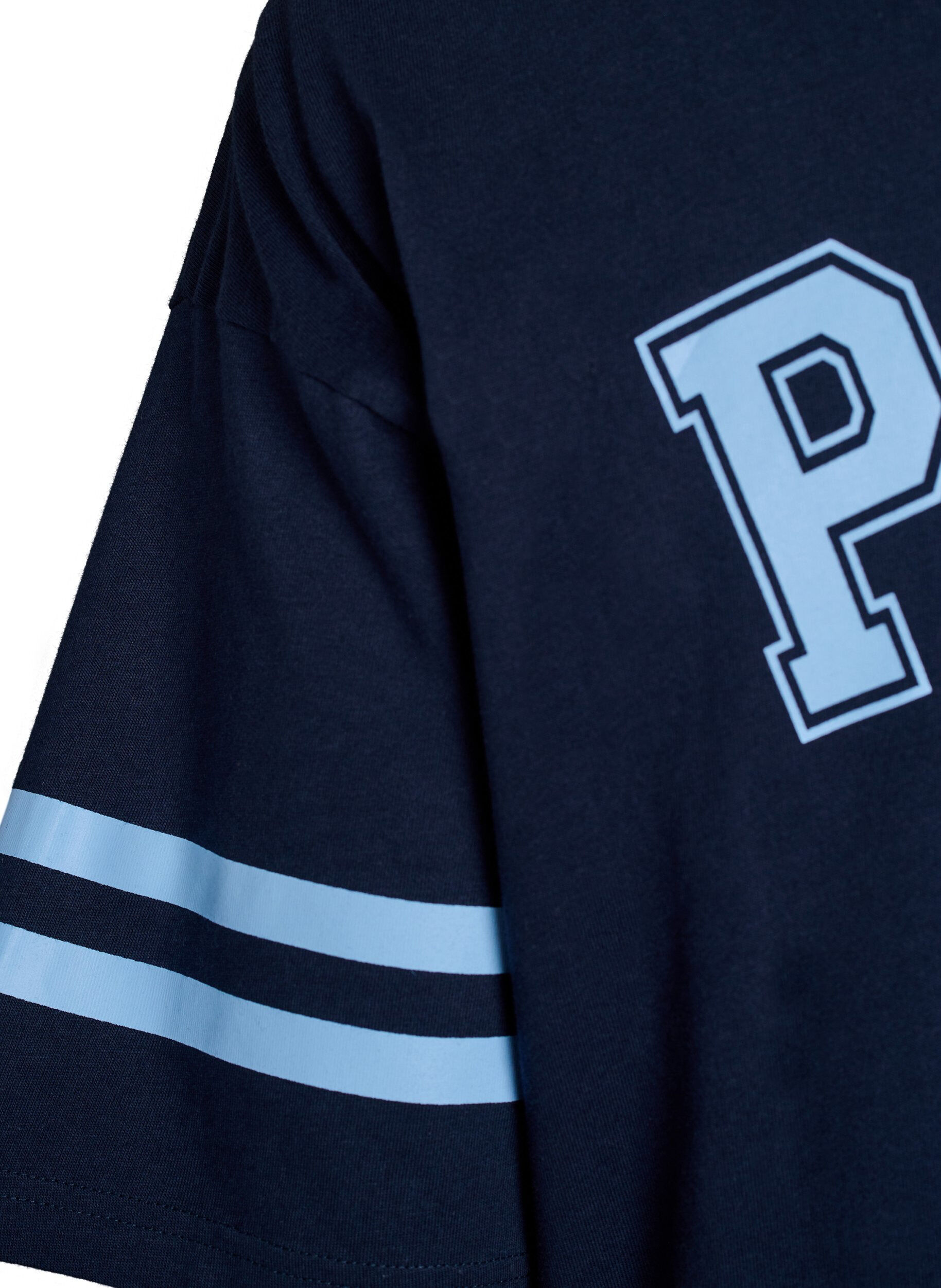 Zizzifashion Short T-shirt dress with sporty details, Blue, Packshot image number 4