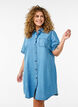 Denim shirt dress with short sleeves, Light Blue, Model image number 0