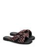 Wide fit - Flat sandals with crossed satin straps, Brown, Packshot image number 1
