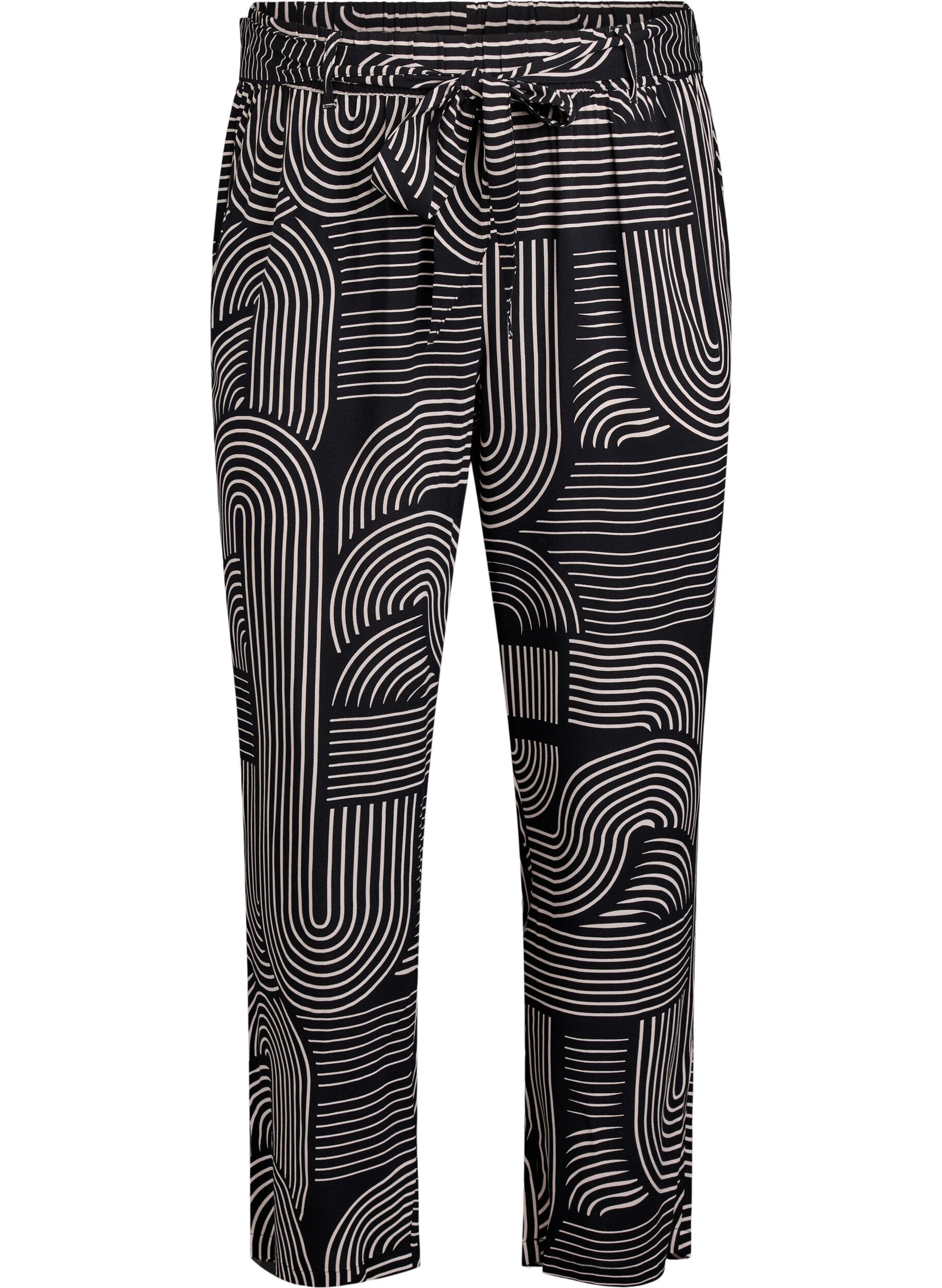 ZizzifashionHigh-waisted viscose trousers, Black, Packshot image number 0