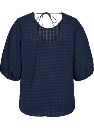 Textured blouse with half sleeves, Navy Blazer, Packshot image number 1
