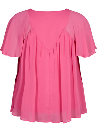  Plain top with batwing sleeves and V-neck, Shocking Pink, Packshot image number 1