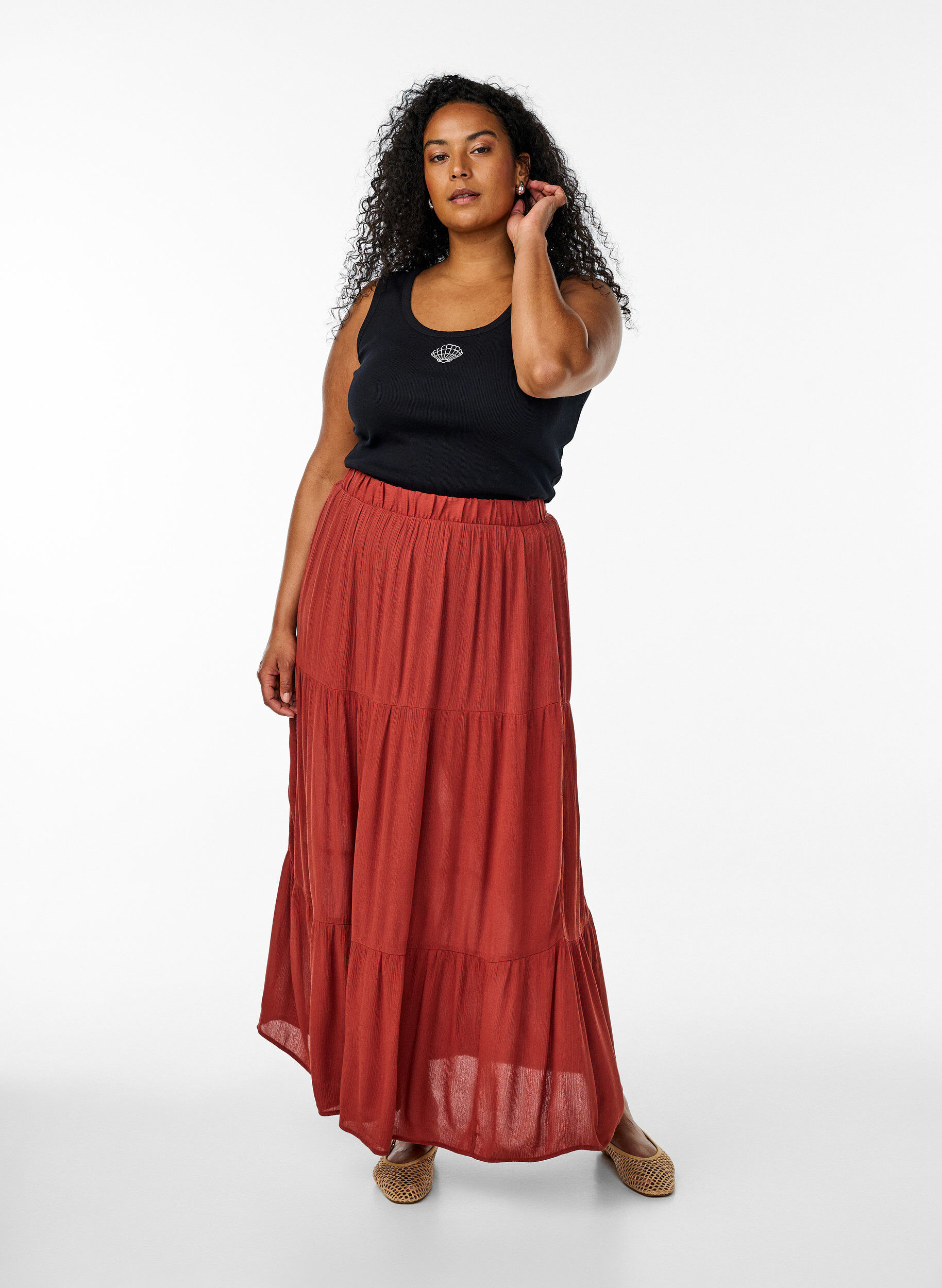 ZizzifashionFitted top with motif, Black, Model image number 1